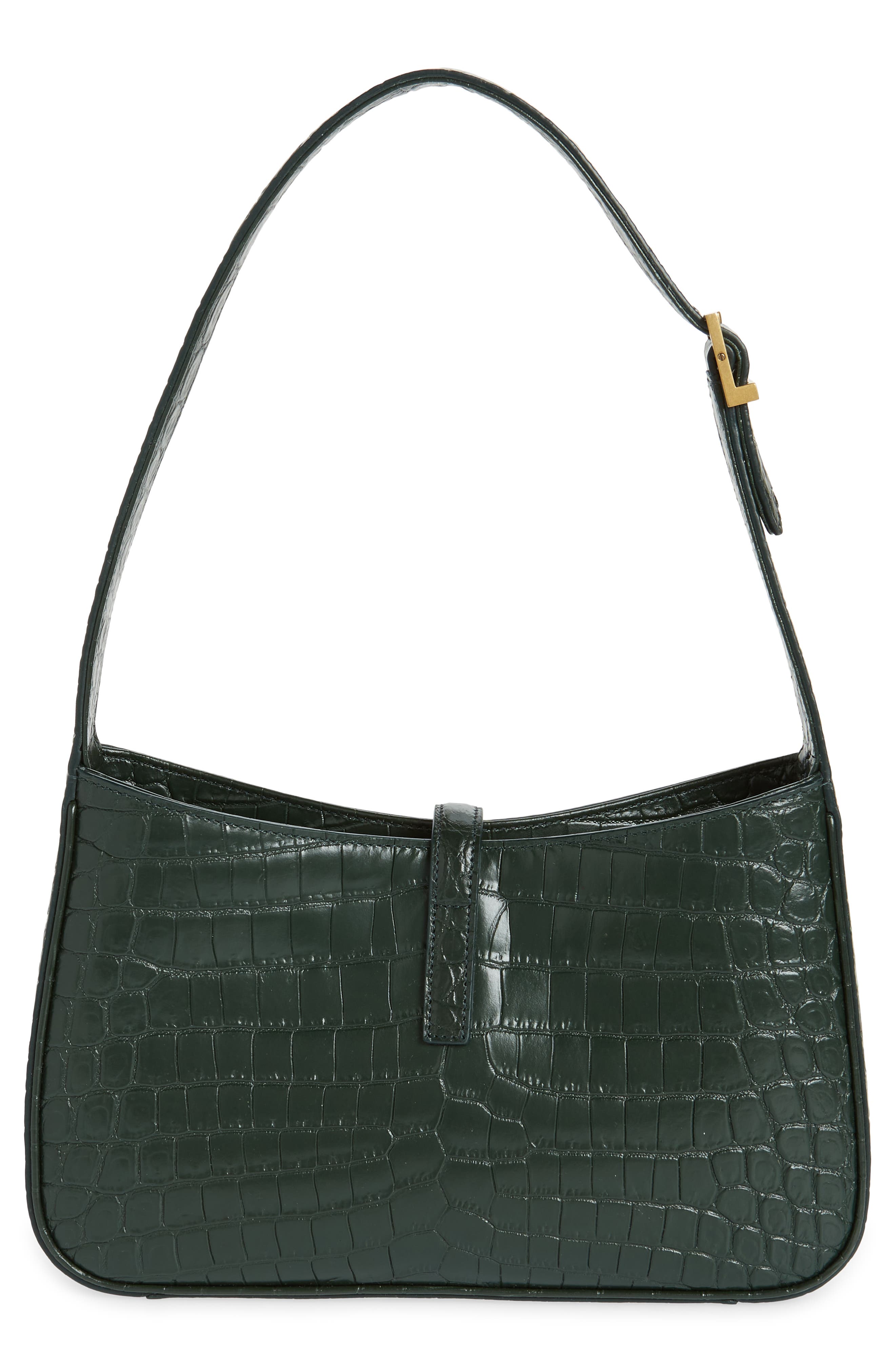 Saint Laurent Le 5 à 7 Croc Embossed Leather Hobo, Alternate, color, 