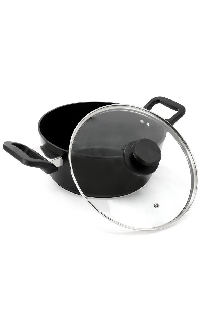 OSTER Connelly 4 Quart Textu Nonstick Aluminum Dutch Oven with Lid, Alternate, color, Black