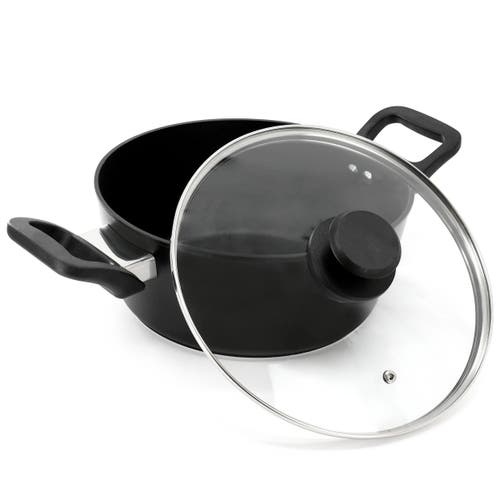Oster Connelly 4 Quart Textured Nonstick Aluminum Dutch Oven With Lid In Black In Black