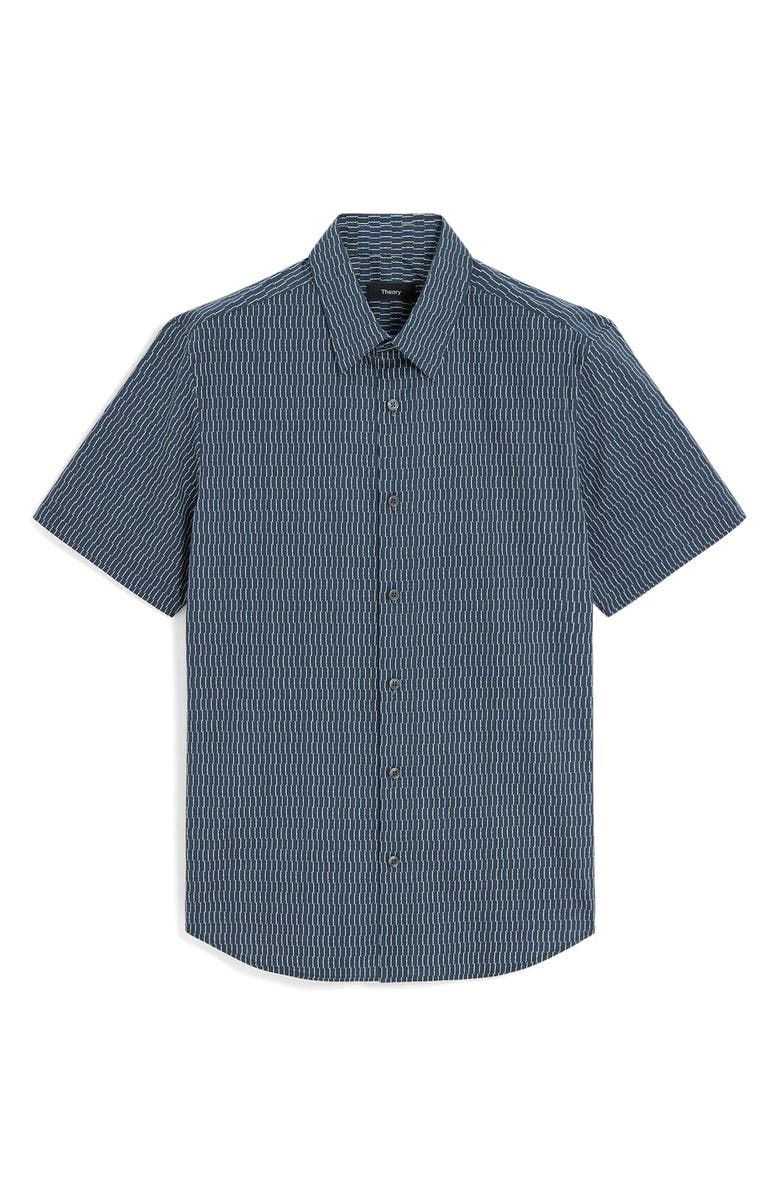 Theory Irving Short Sleeve Button-Up Shirt, Alternate, color, Blatic/Fog