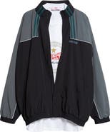 Martine Rose Paneled Nylon Track Jacket with Graphic T-Shirt Lining