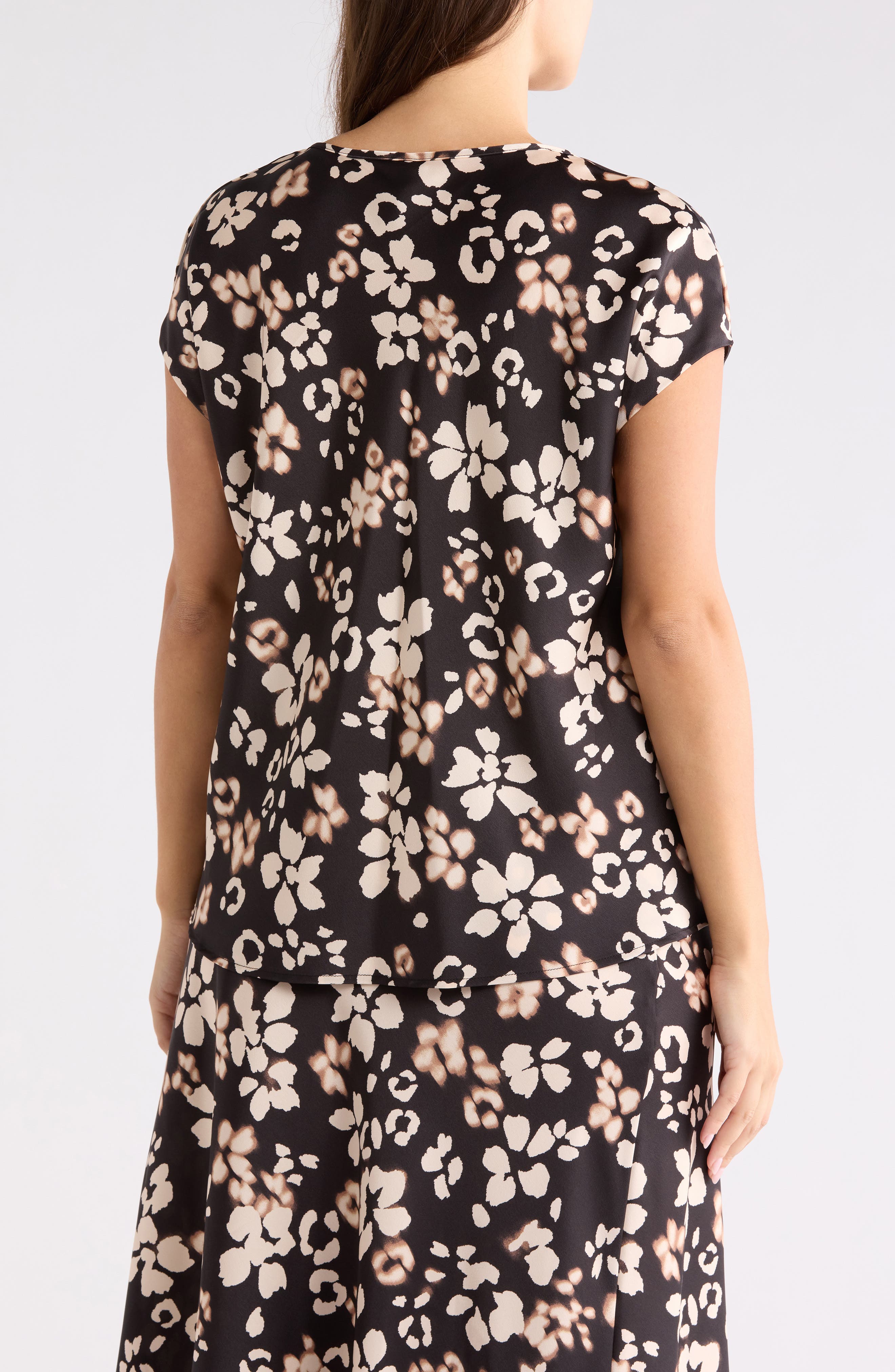 Floral Cowl Neck Satin Top - image 2