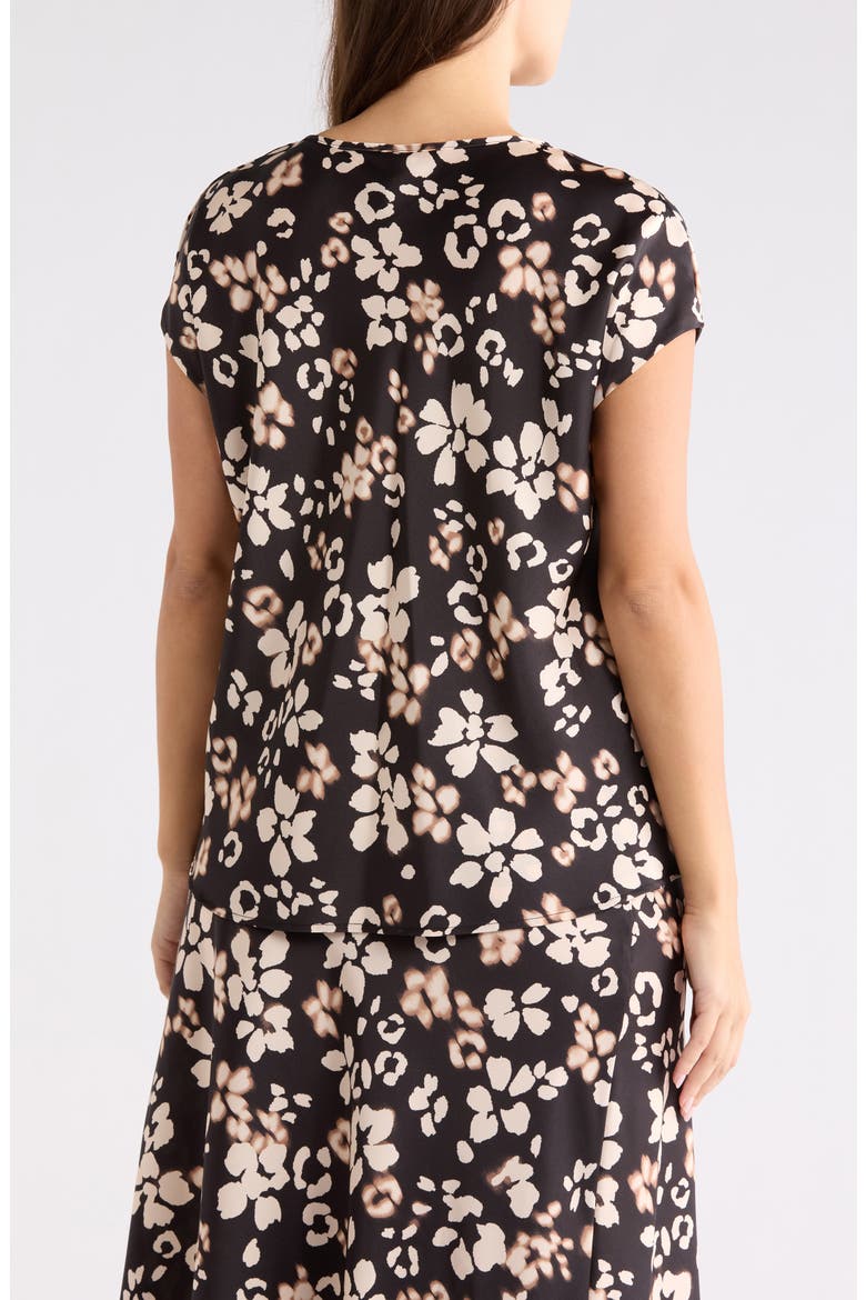 Floral Cowl Neck Satin Top, Alternate, color, BLACK