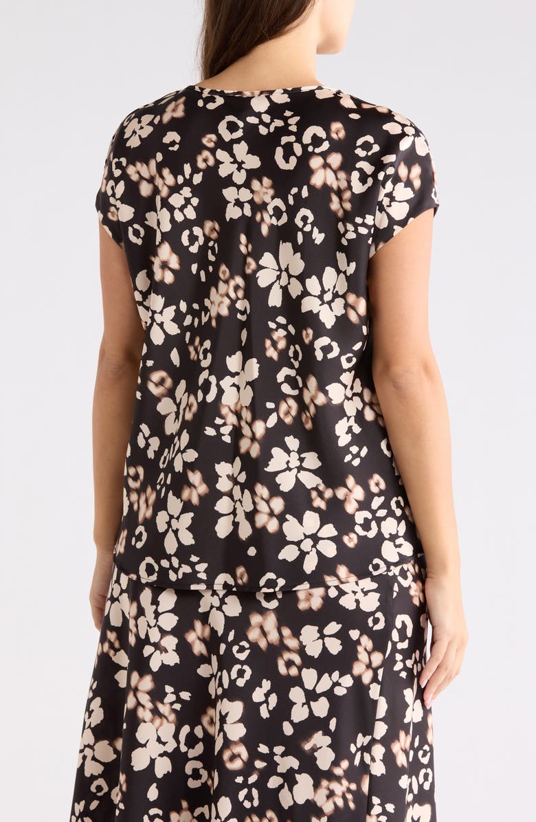 Renee C Floral Cowl Neck Satin Top, Alternate, color, Black