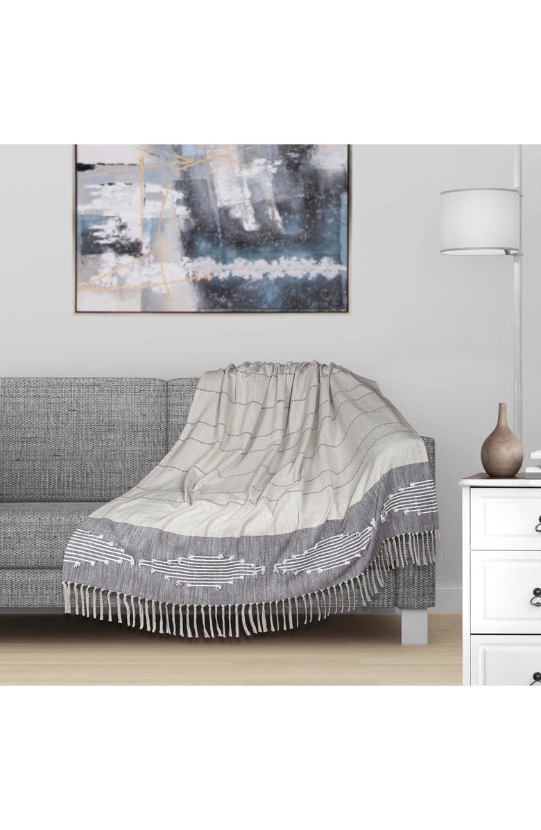 PARKLAND COLLECTION Adonia Tasseled Throw Blanket, Alternate, color, Multi Grey