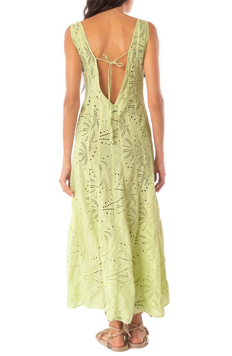 Maaji Palm Embroidery Geranium Semisheer Cotton Maxi Dress, Alternate, color, 