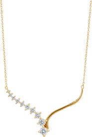SAVVY CIE JEWELS Graduated Cubic Zirconia Bar Pendant Necklace