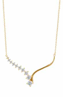 SAVVY CIE JEWELS Graduated Cubic Zirconia Bar Pendant Necklace