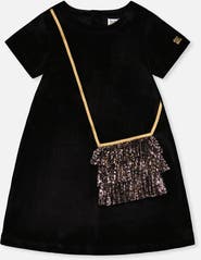 Deux par Deux Metallic Bag Appliqué Sleeveless A-Line Dress