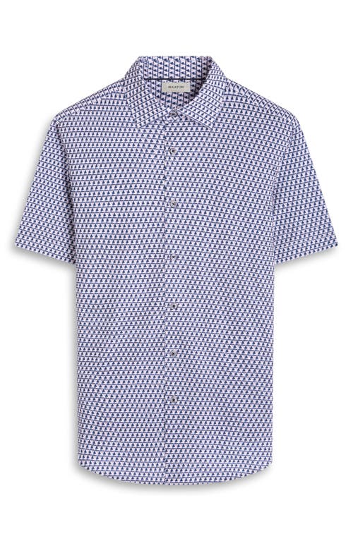 Bugatchi Miles Ooohcotton® Geo Print Short Sleeve Button-up Shirt In Graphite