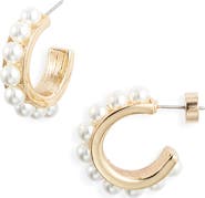 Nordstrom Channel Set Faux Pearl Hoop Earrings
