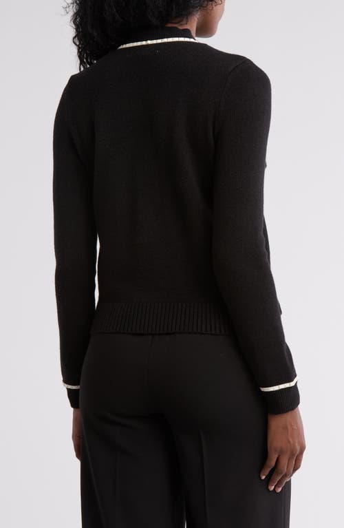 By Design Casey Faux Pearl Button Cardigan In Black