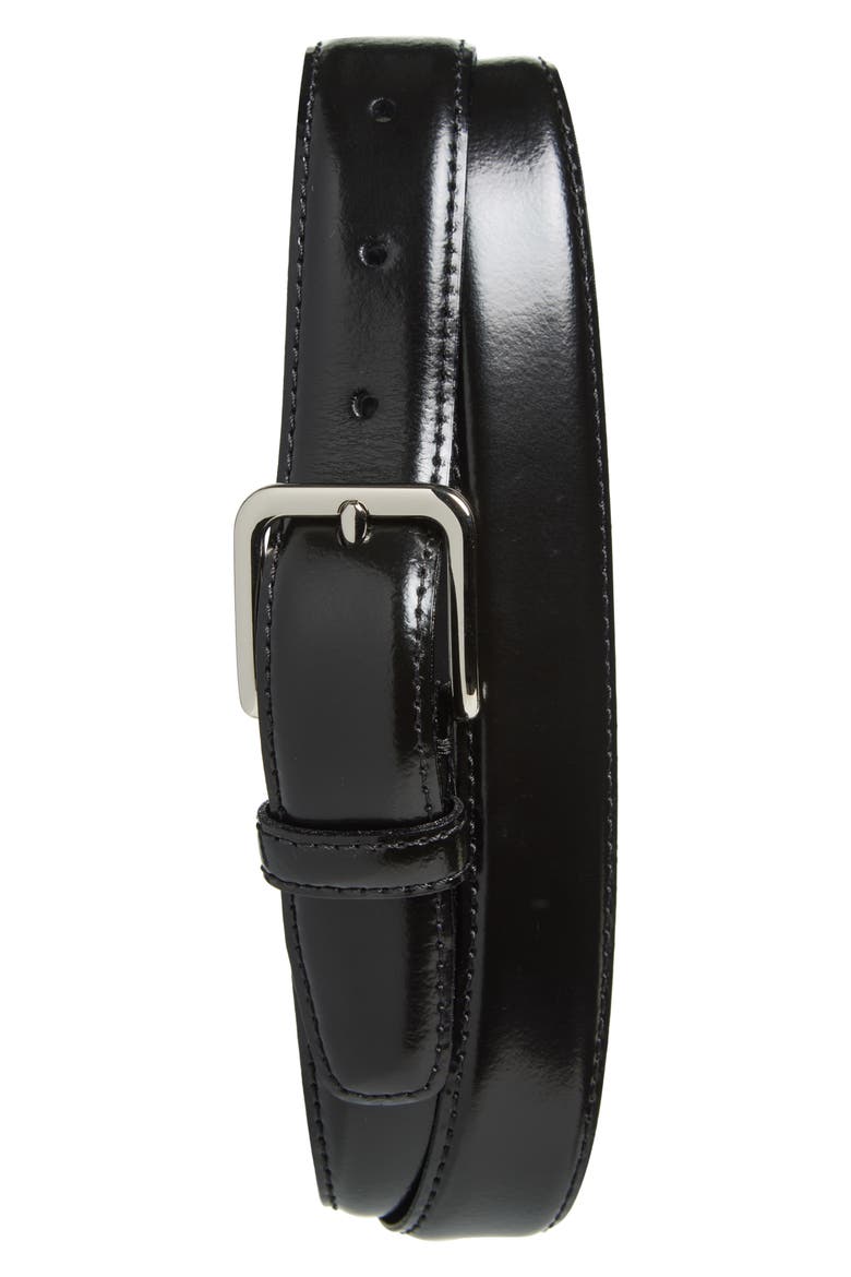Spazzolato Leather Belt, Main, color, BLACK