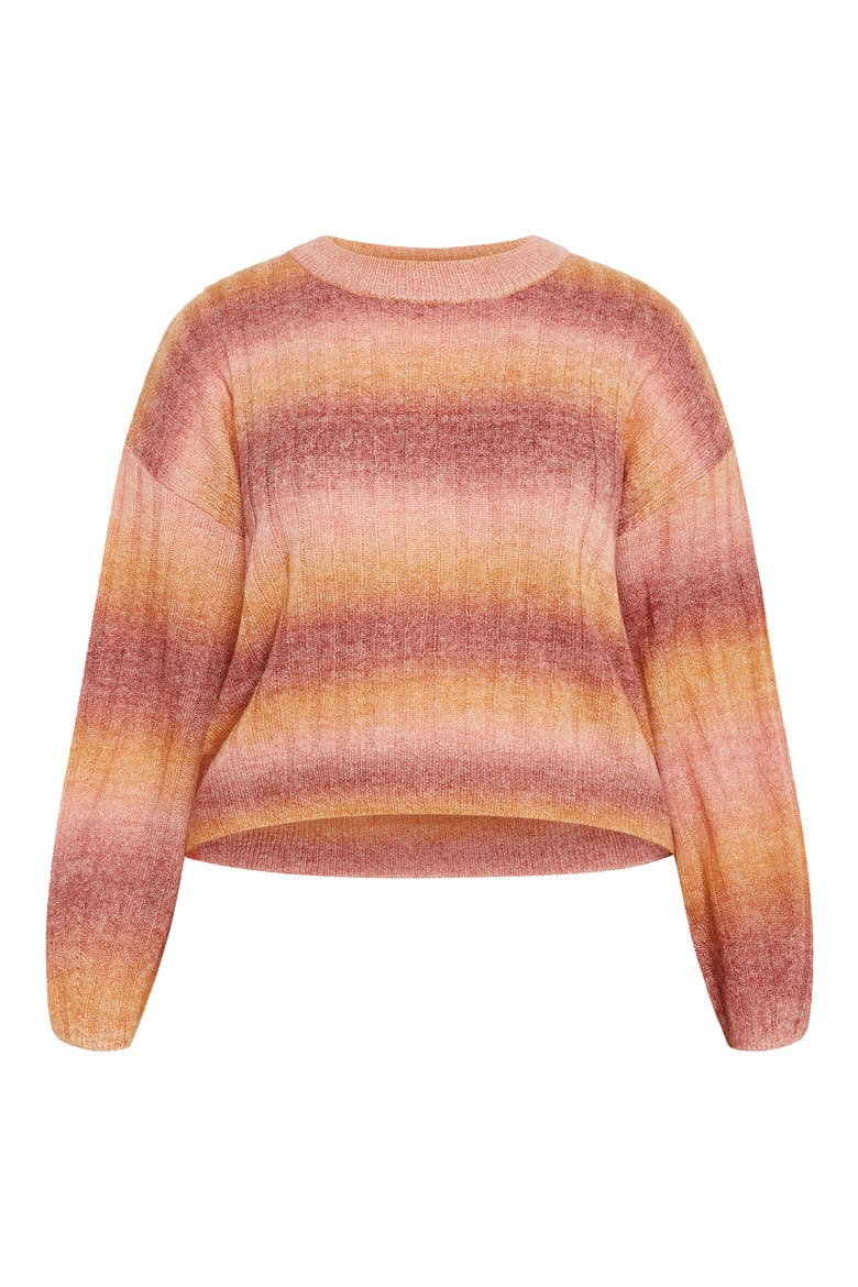 Shay Ombré Stripe Rib Sweater, Alternate, color, TOFFEE