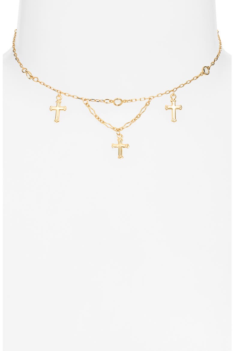 Trinity Cross Choker, Alternate, color, GOLD