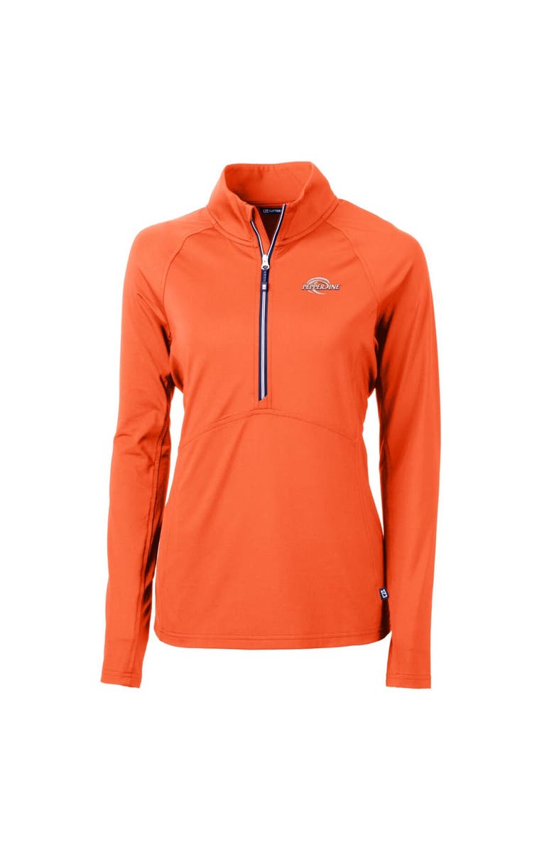 Cutter & Buck Women's Cutter & Buck Orange Pepperdine Waves Adapt Eco Knit Half-Zip Pullover Jacket, Main, color, 
