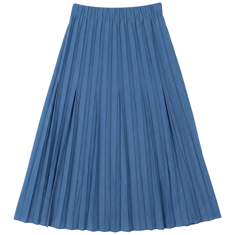 Crinkle Pleated Elastic Waist Midi Skirt