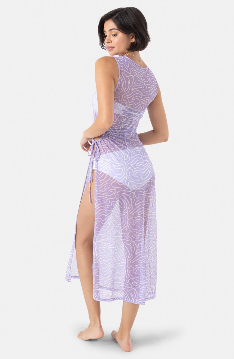 Roxy Sunshine State of Mind Cutout Mesh Cover-Up Dress, Alternate, color, Lavender
