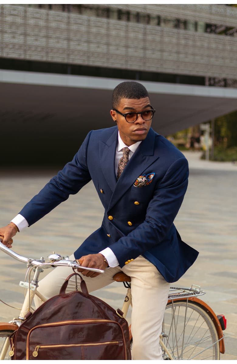 Elizabetta La Vigna - Extra Long Printed Silk Tie for Men, Alternate, color, Brown