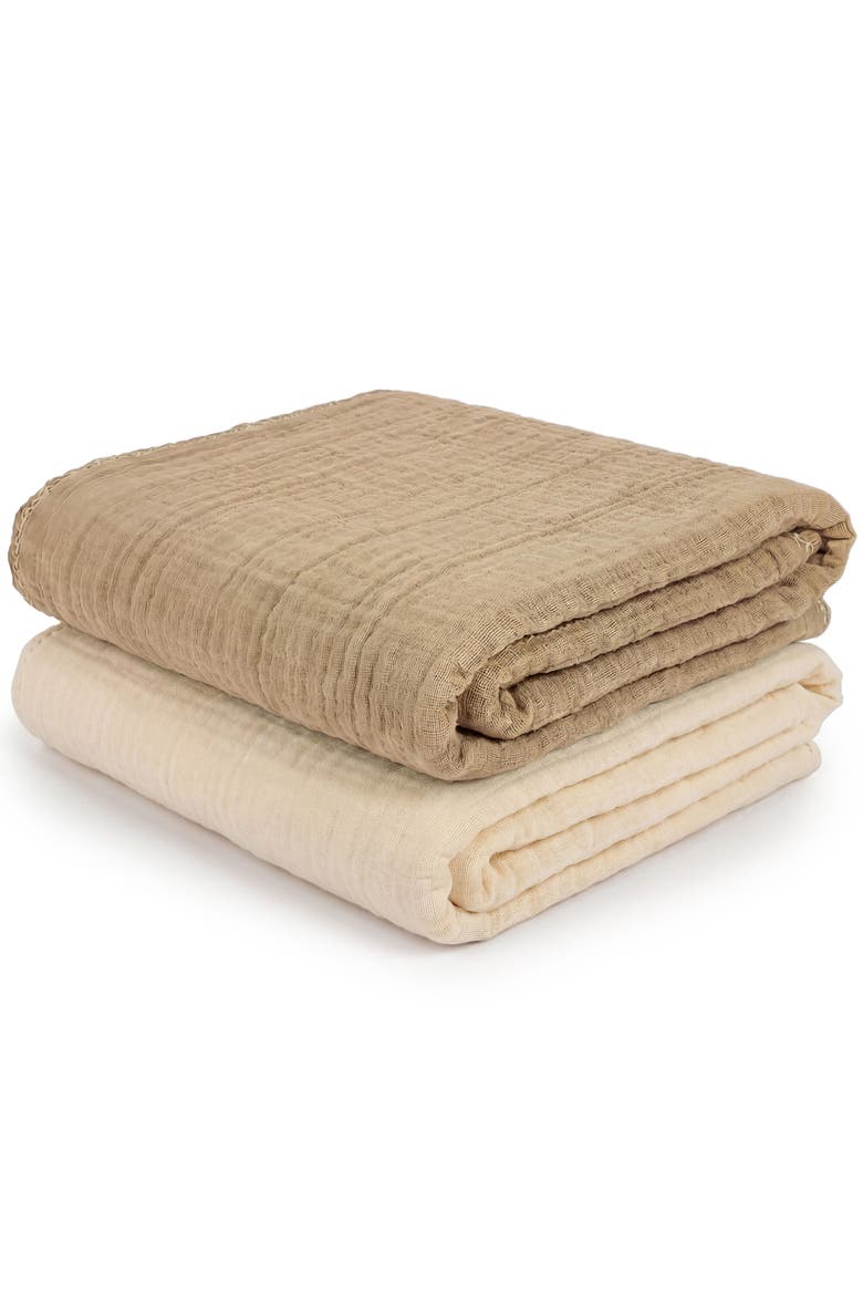 Muslin Baby Blanket, Main, color, Brown
