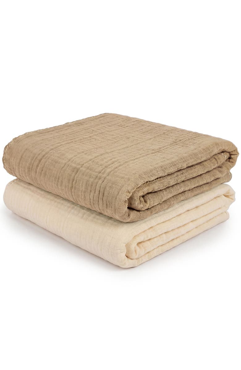Mère & Moi Muslin Baby Blanket, Main, color, Brown