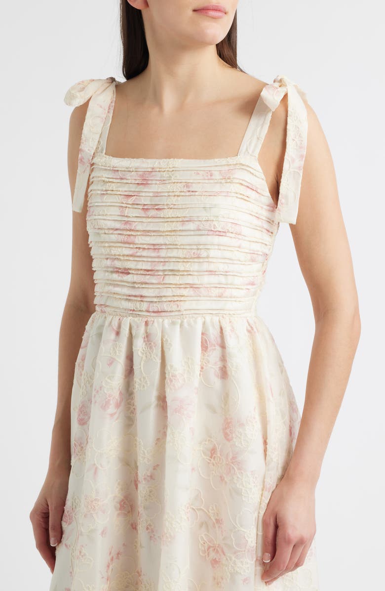 ZOE AND CLAIRE Print Tie Strap Embroidered Maxi Dress, Alternate, color, Pink Multi