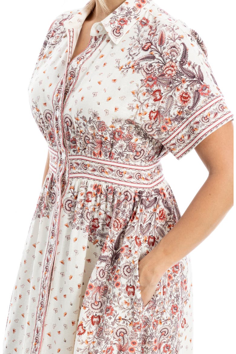 Short Sleeve Maxi Shirtdress, Alternate, color, CREAM/ RED