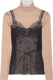 Tシャツ・カットソー Balenciaga Trompe Oeil Lingerie Top Women's Trompe L'œil Lingerie Top in Black/light Beige