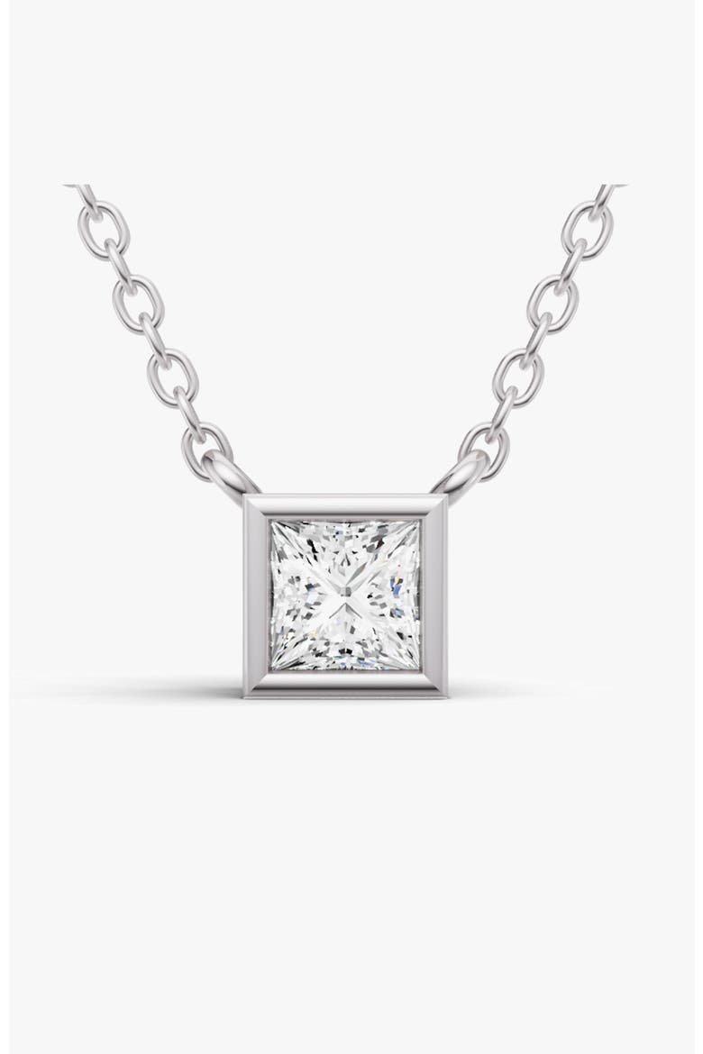 14K Gold 0.75 ct Lab-Grown Princess Diamond Bezel Pendant, Main, color, White Gold