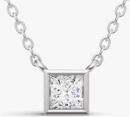 SEREIA OFFICIAL 14K Gold 0.75 ct Lab-Grown Princess Diamond Bezel Pendant