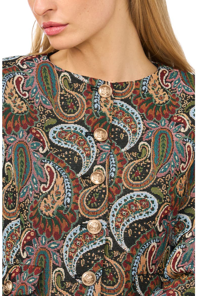Paisley Collarless Jacket, Alternate, color, CLASSIC NAVY