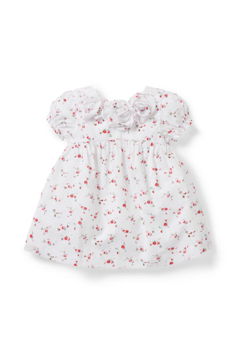 Floral Rosette Dress, Main, color, White
