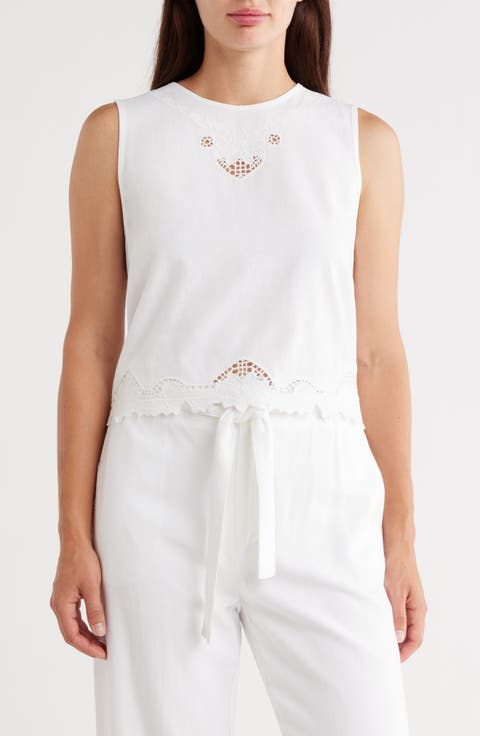 Embroidered Lace Trim Tank
