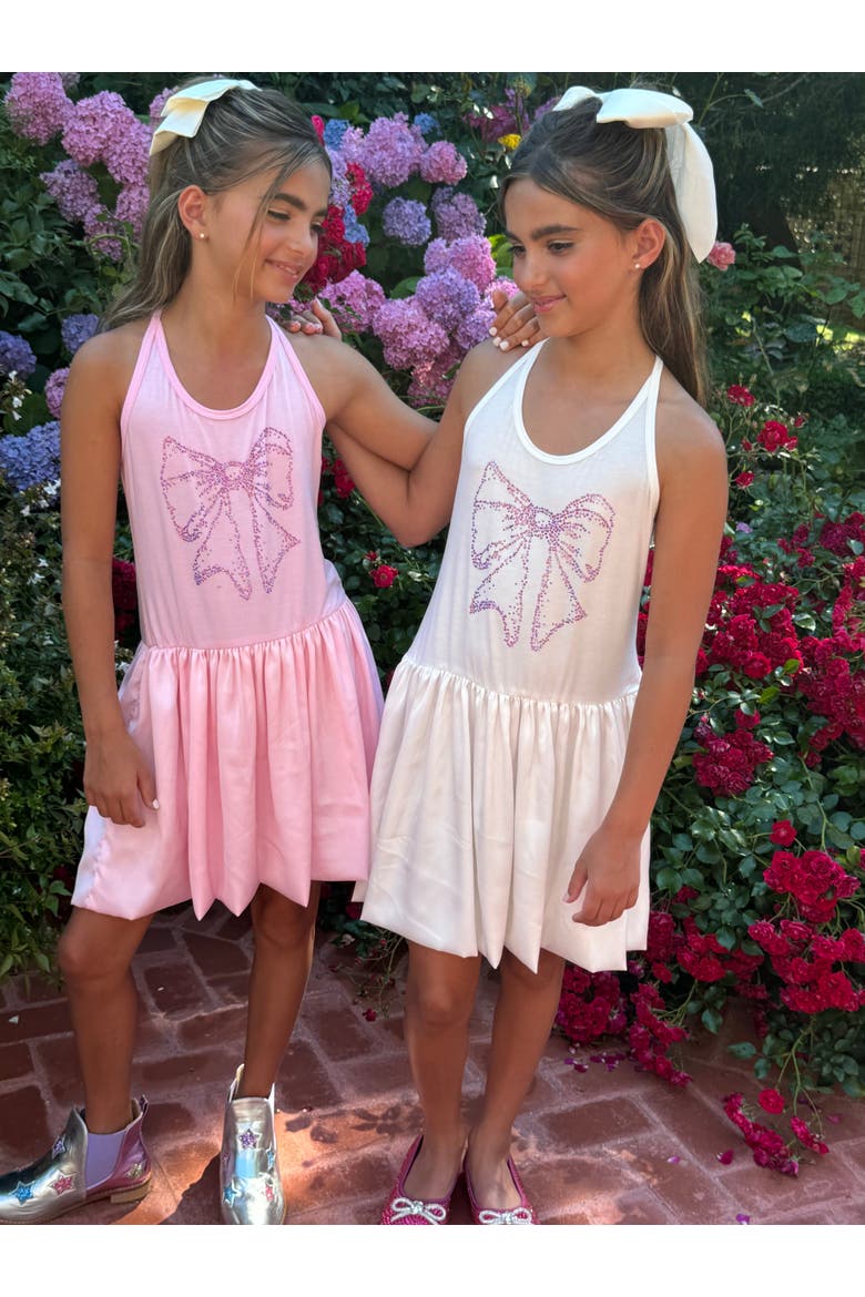 Crystal Bow Bubble Dress, Alternate, color, Pink