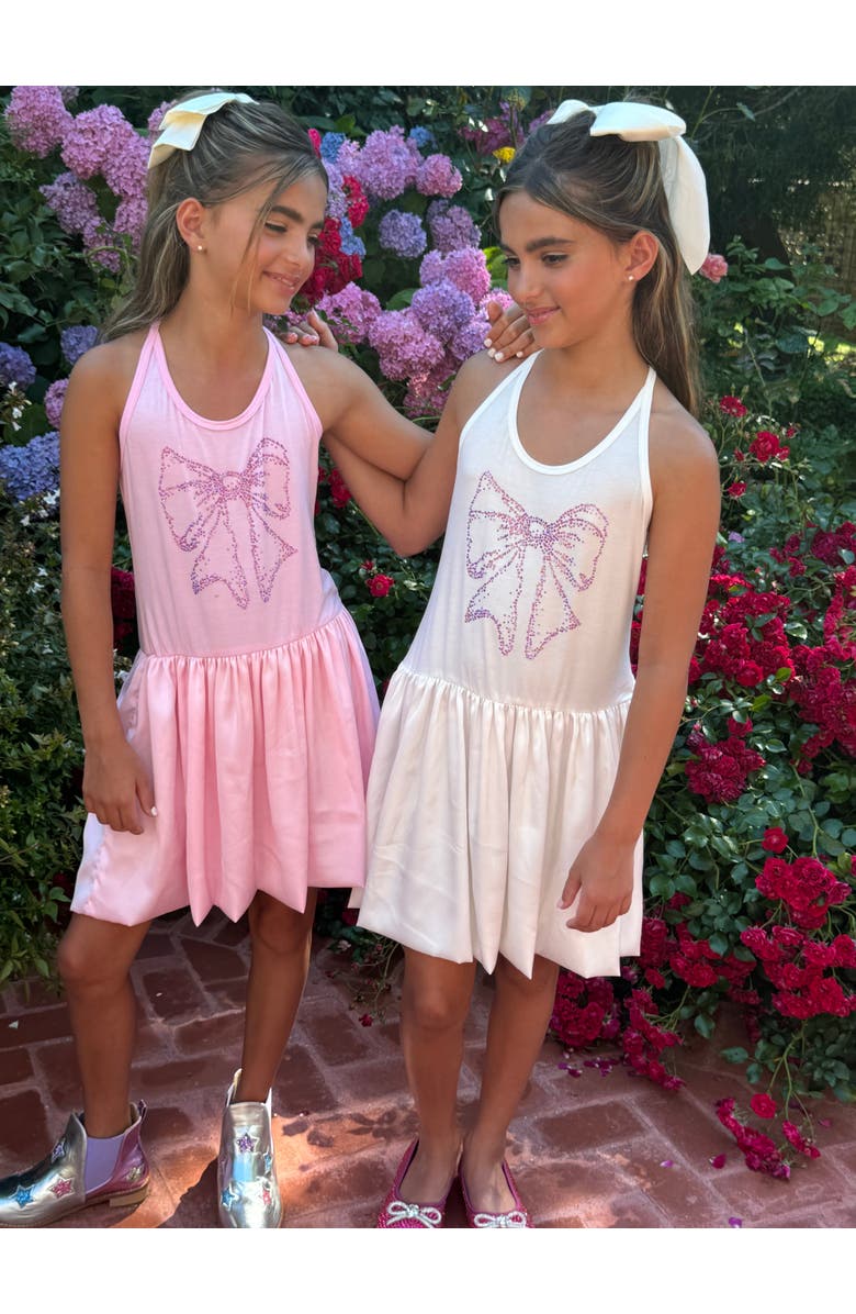 Lola + The Boys Crystal Bow Bubble Dress, Alternate, color, Pink
