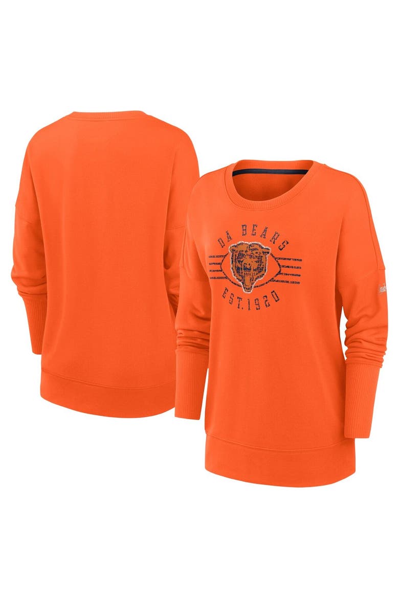 Women's Nike Orange Chicago Bears Rewind Playback Icon Performance Pullover Sweatshirt, Main, color, Orange