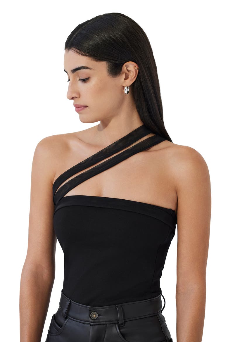 Opal Convertible One Shoulder Top, Alternate, color, BLACK