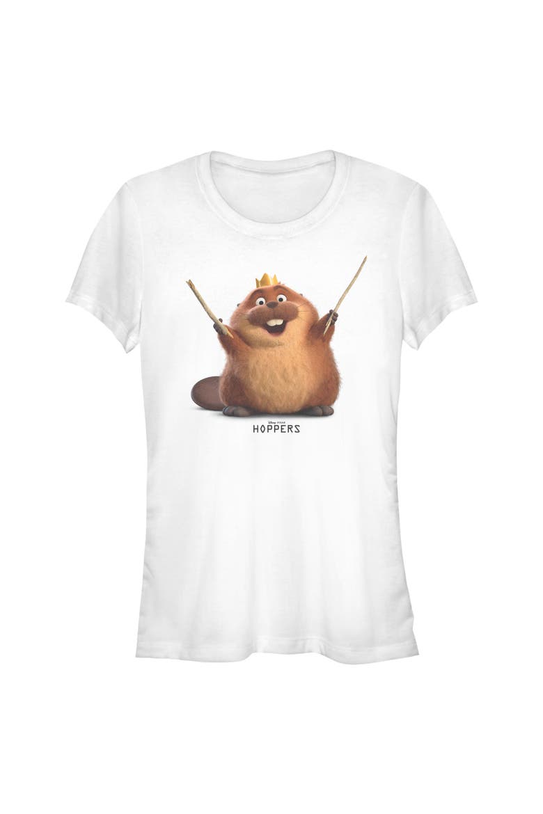 Junior's Hoppers King George Happy Sticks Pose  Graphic T-Shirt, Main, color, White