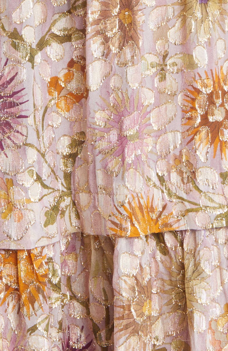 KOBI HALPERIN Rosalie Metallic Floral Tiered Dress, Alternate, color,