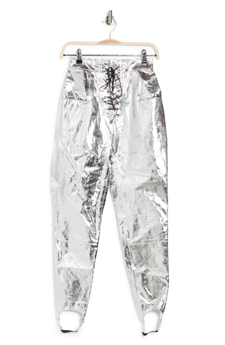 UNRAVEL PROJECT Leather Lace-Up Pants, Main, color, 