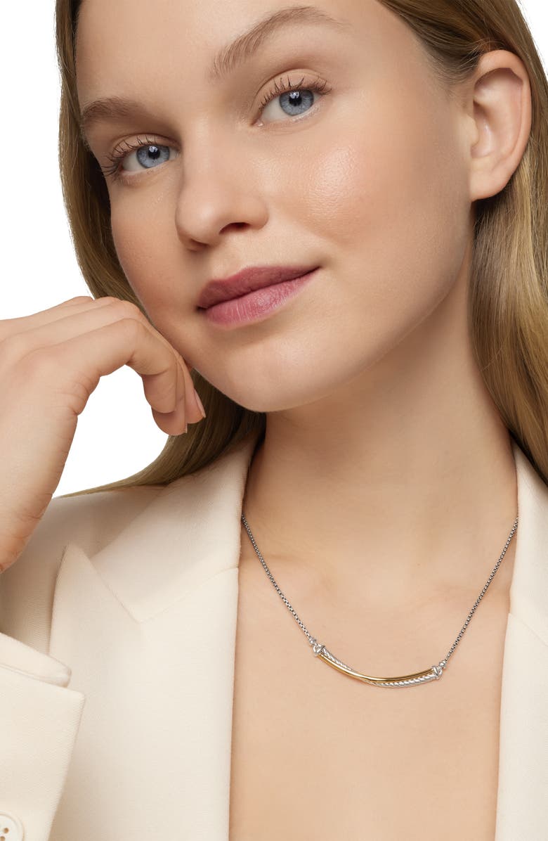 David Yurman Crossover Bar Necklace with 18K Gold, Alternate, color, Silver/ Gold