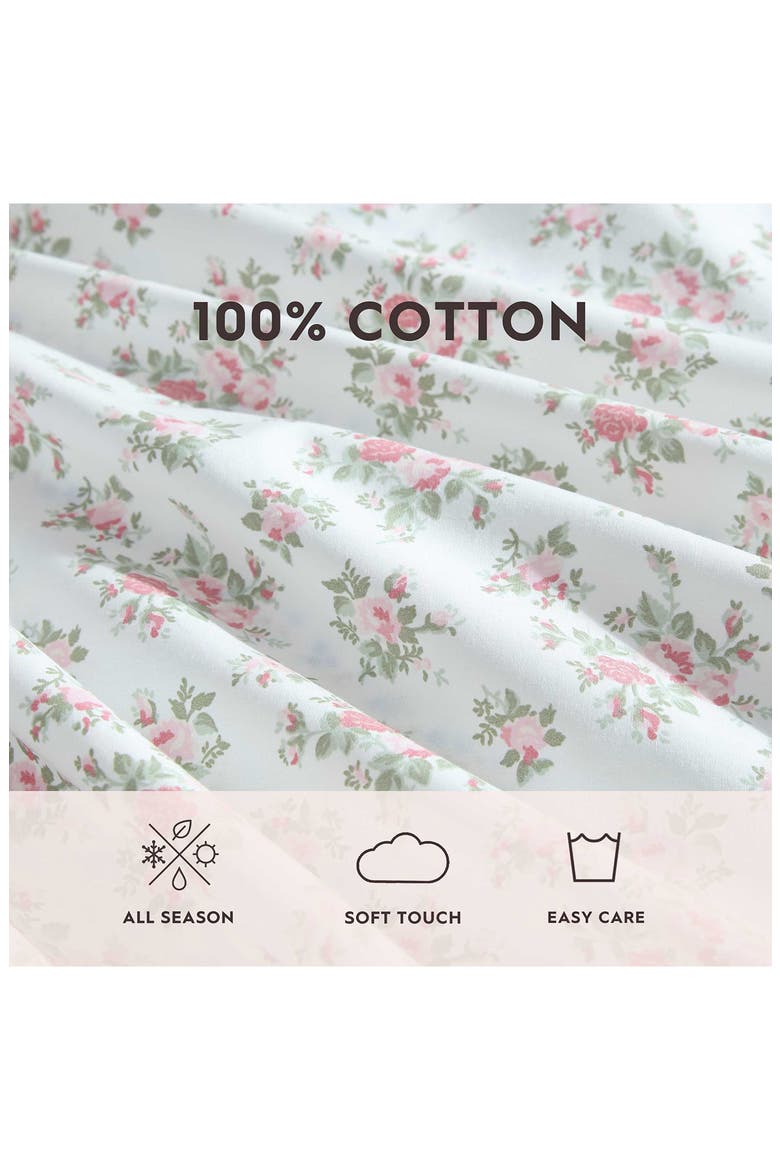 Leanna Rose 200 Thread Count Cotton Percale Sheet Set, Alternate, color, PINK