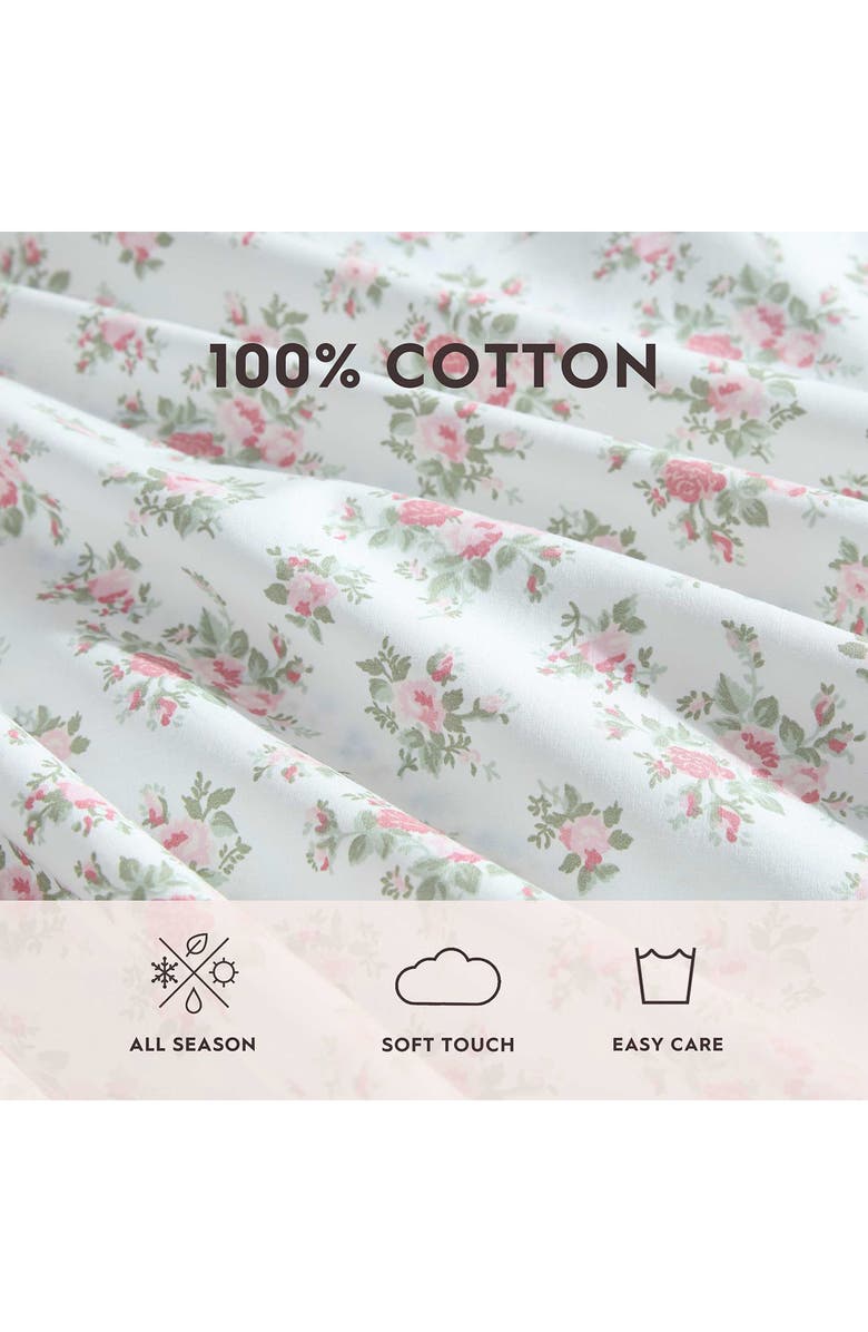 Laura Ashley Leanna Rose 200 Thread Count Cotton Percale Sheet Set, Alternate, color, Pink