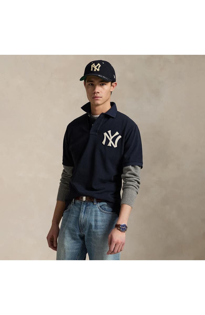 Polo Ralph Lauren Navy Yankees Polo Shirt, Alternate, color,