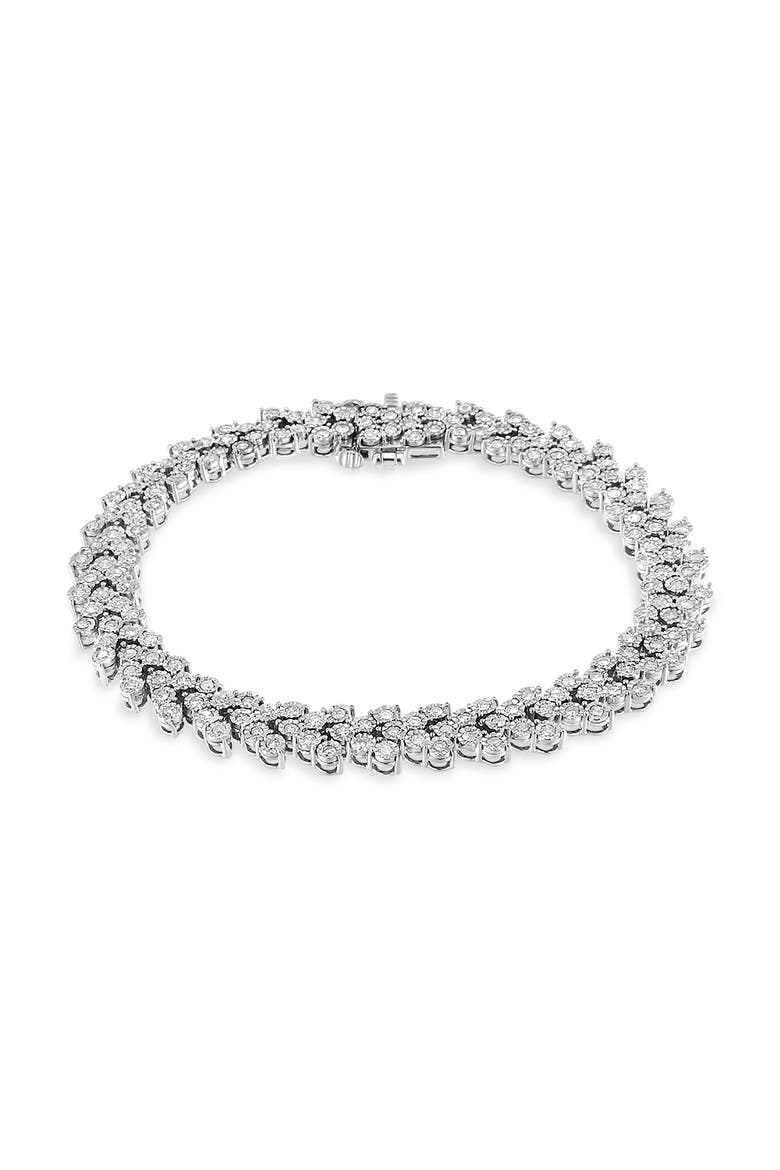 .925 Sterling Silver 2.00 Cttw Miracle Set Diamond Laurel Wreath Link Bracelet, Alternate, color, Silver