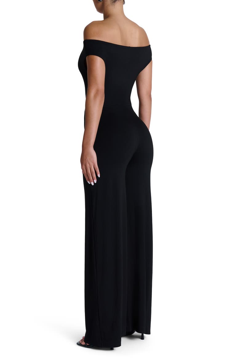 Smooth Off the Shoulder Wide Leg Jumpsuit, Alternate, color, BLACK