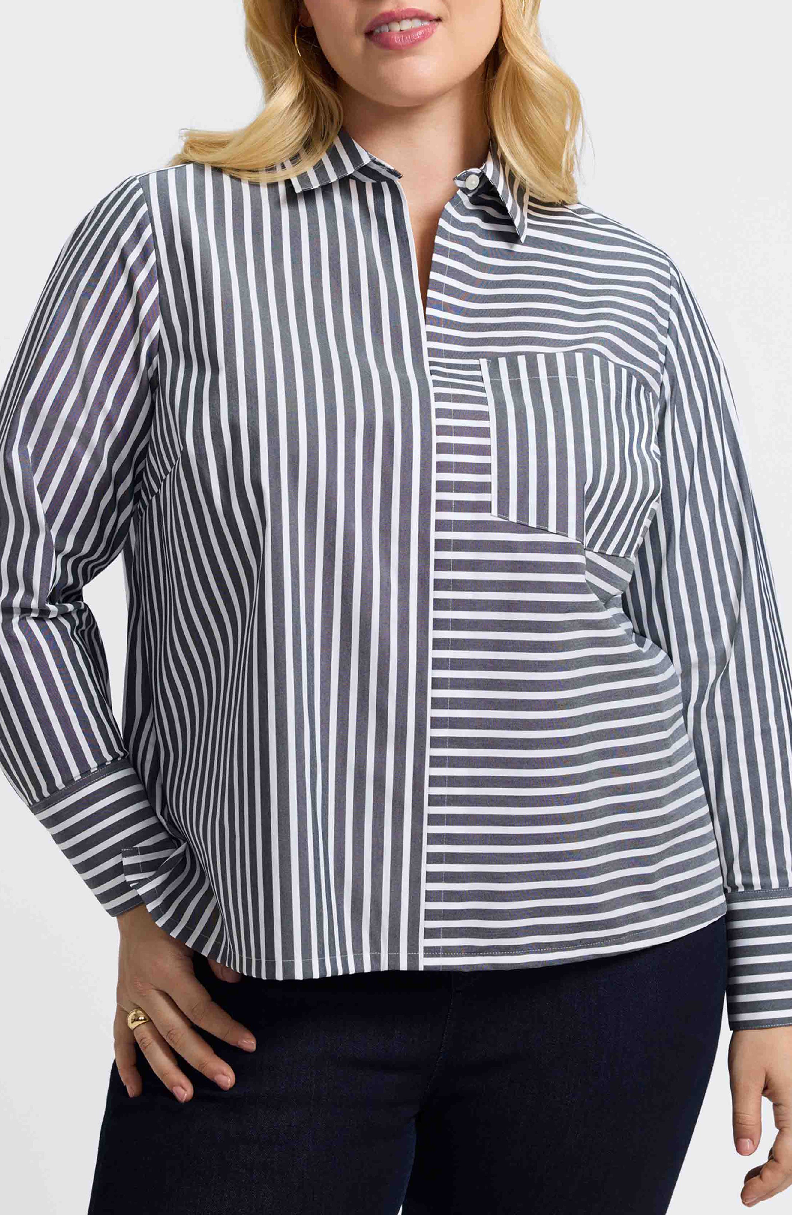 Bella Stripe Popover Top