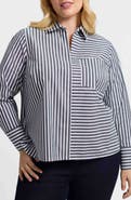 Foxcroft Bella Stripe Popover Top