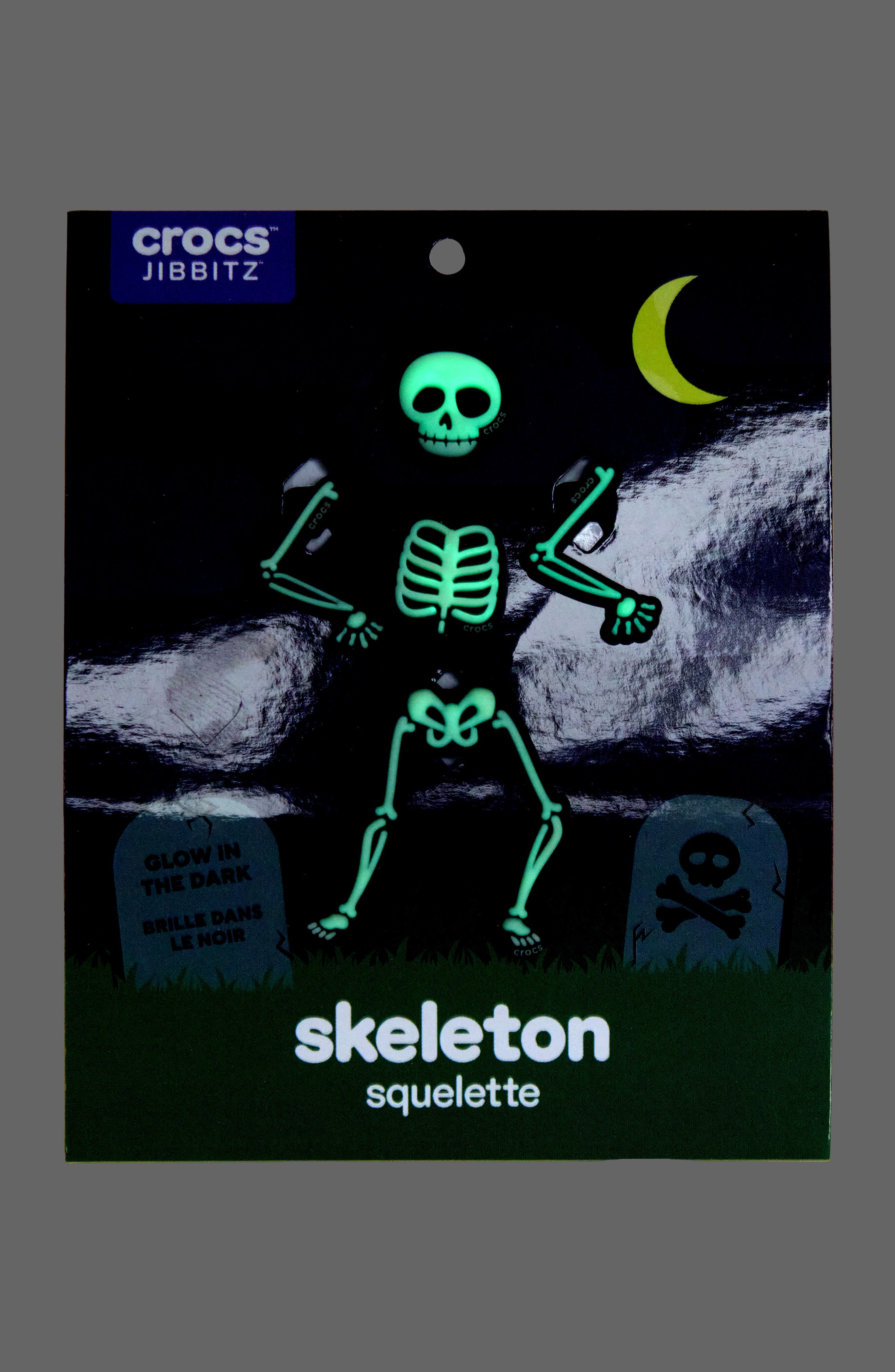 Make Your Own Skeleton 5-Pack Jibbitz Charms, Alternate, color, WHITE