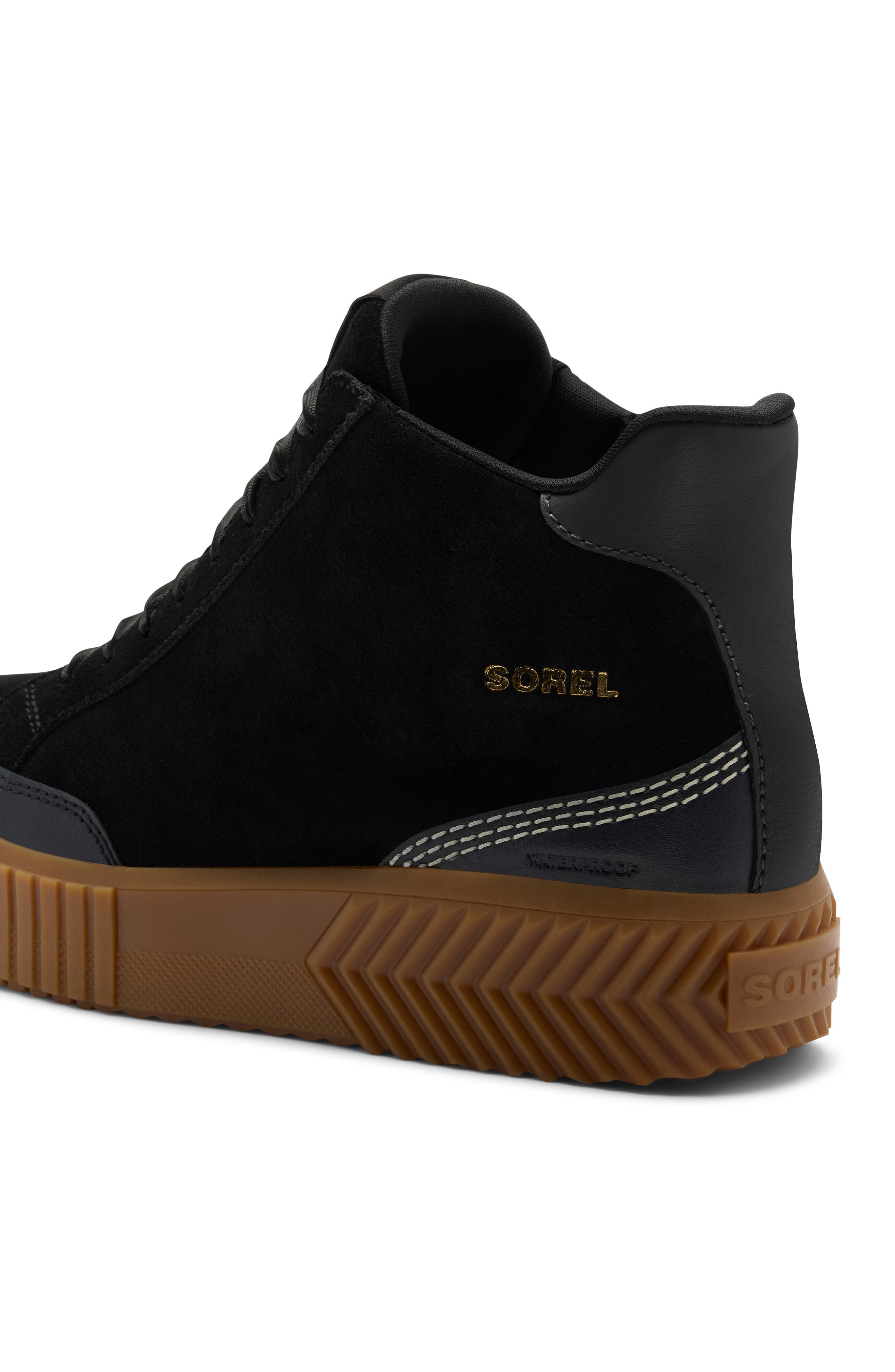 Ona Ave Waterproof Zip Mid Leather Sneaker, Alternate, color, BLACK/ GUM 2